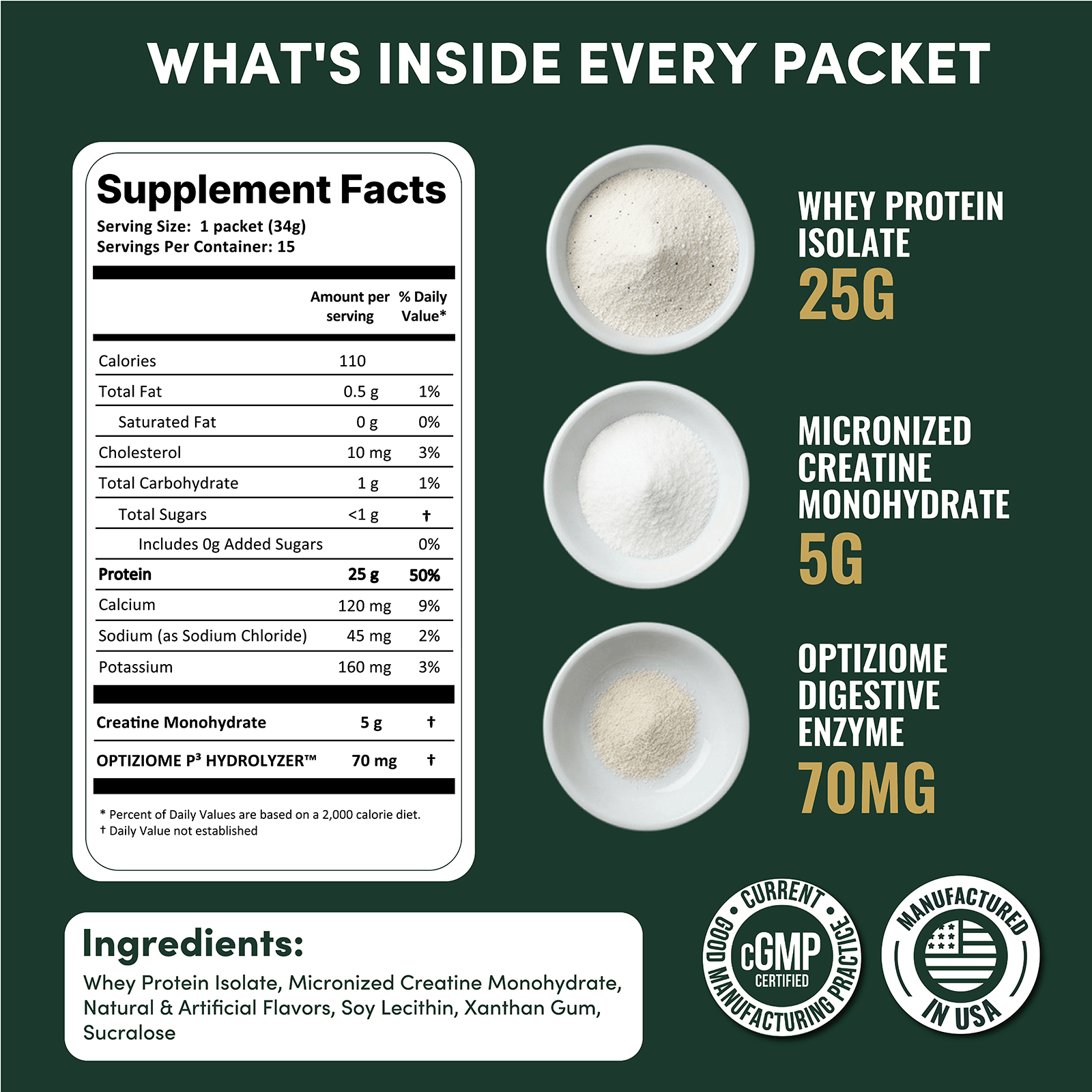 Whey Protein Isolate with Creatine Single-Serve Packets