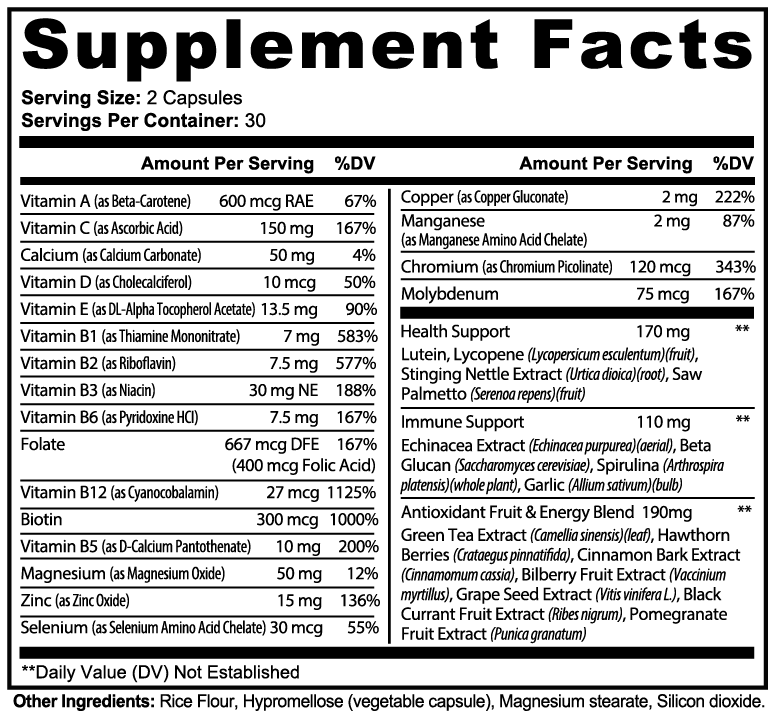 Complete Multivitamin with Immunity Support 60 Count Tablets