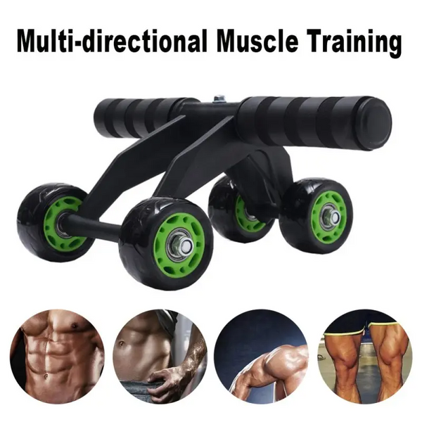 Foldable Four Wheel Ab Roller Exercise Kit Equipment