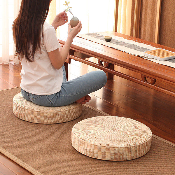 Straw Futon Cushion for Meditation and Floor Seating
