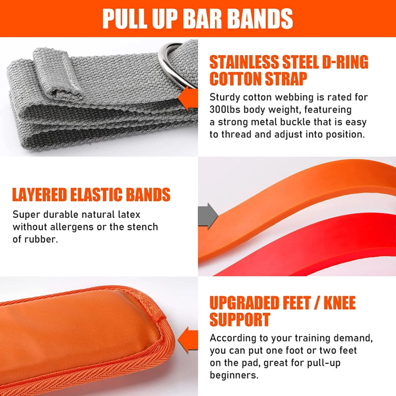 Pull Up Assistance Resistance Bands Set Exercise Training Straps