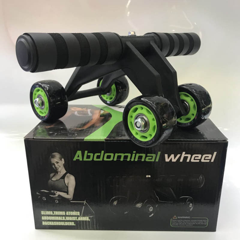 Foldable Four Wheel Ab Roller Exercise Kit Equipment