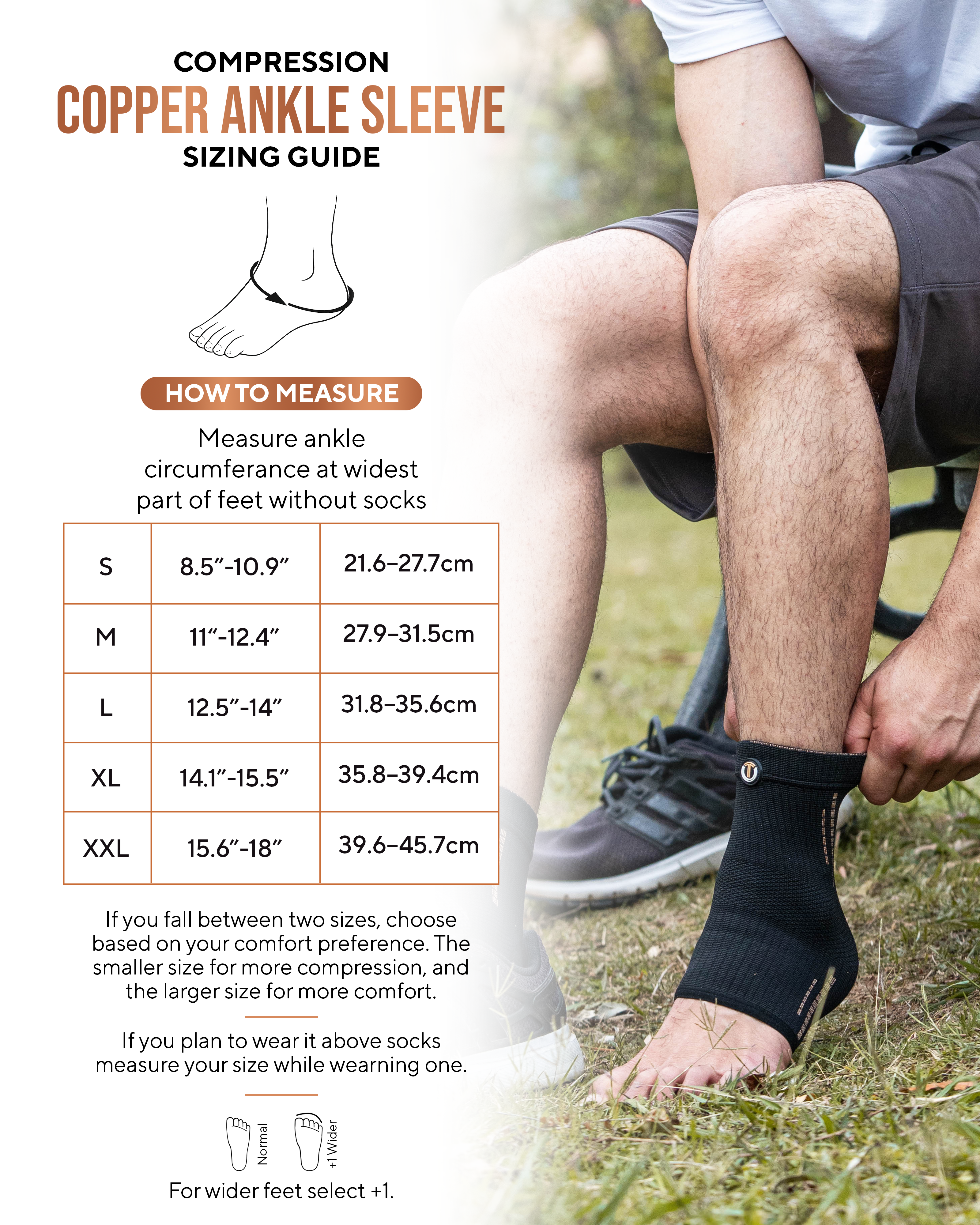 Copper Compression Ankle Brace Sleeves Two Pack Support