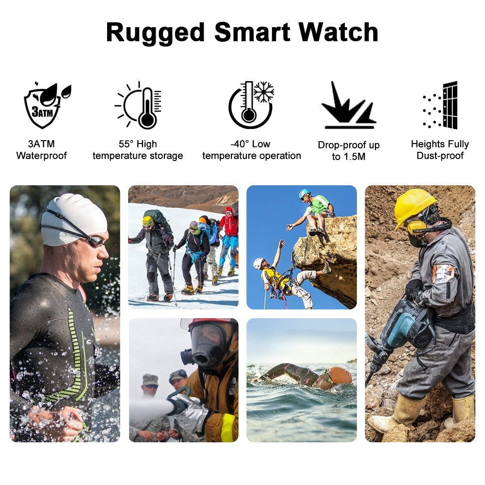 Rugged Smartwatch Waterproof Outdoor Fitness Tracker Men
