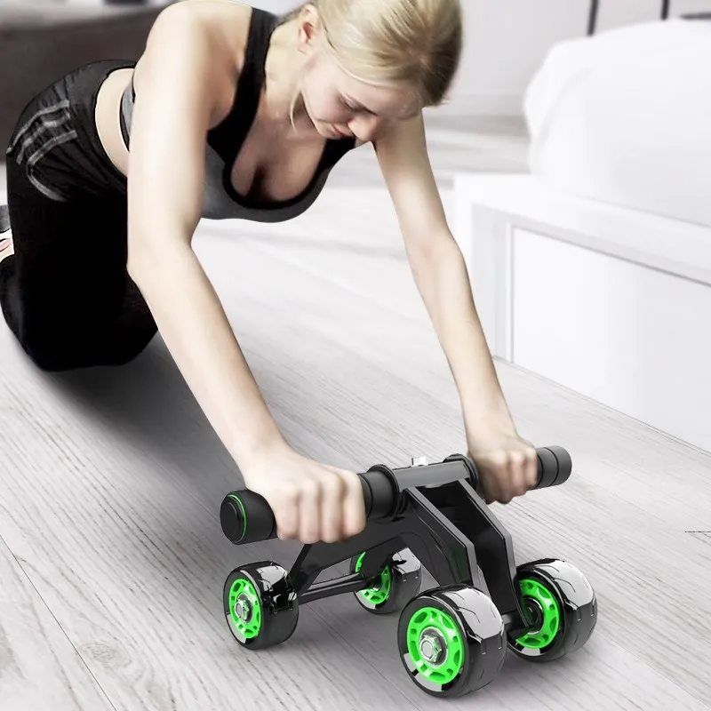 Foldable Four Wheel Ab Roller Exercise Kit Equipment