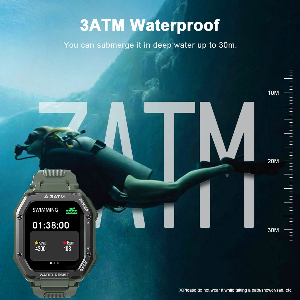 Rugged Smartwatch Waterproof Outdoor Fitness Tracker Men