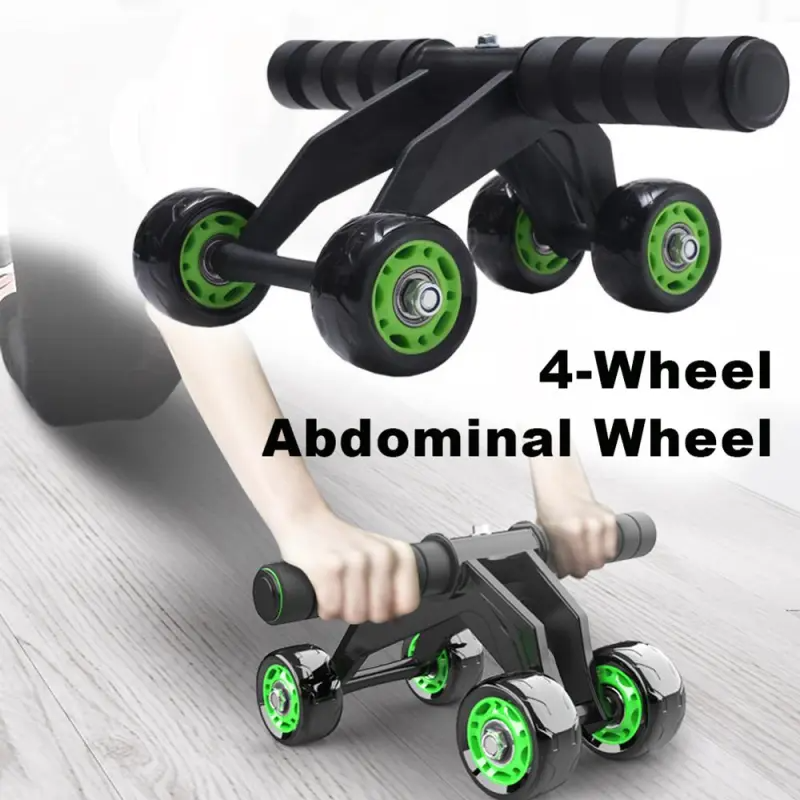 Foldable Four Wheel Ab Roller Exercise Kit Equipment