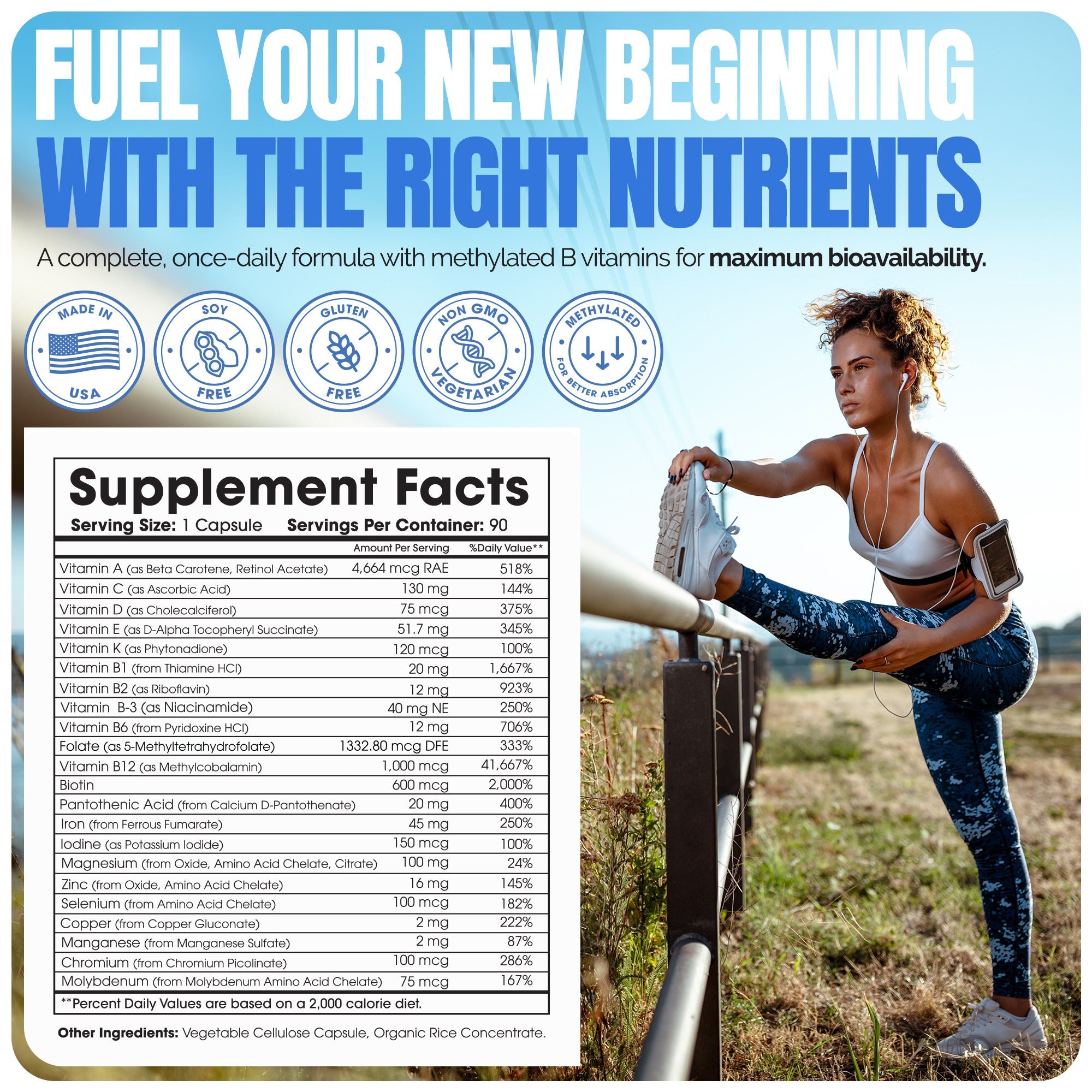 Methylated Bariatric Multivitamin with 45mg Iron Capsules