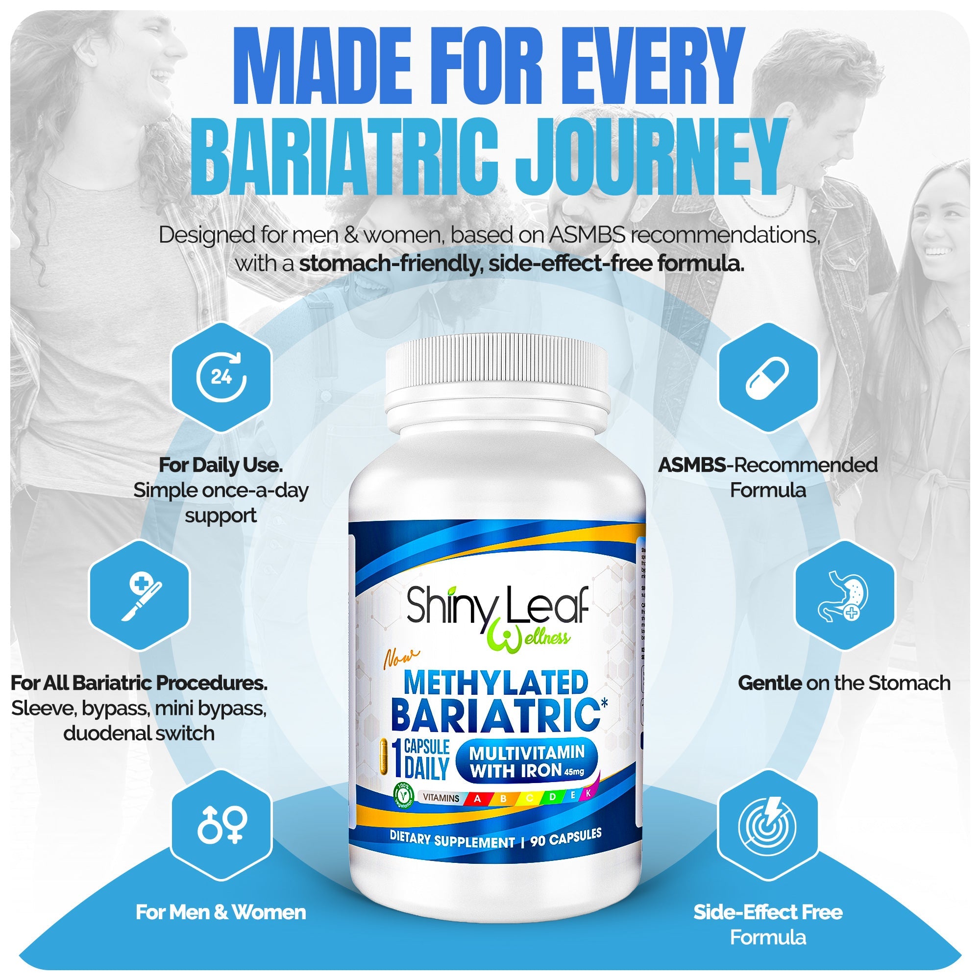 Methylated Bariatric Multivitamin with 45mg Iron Capsules