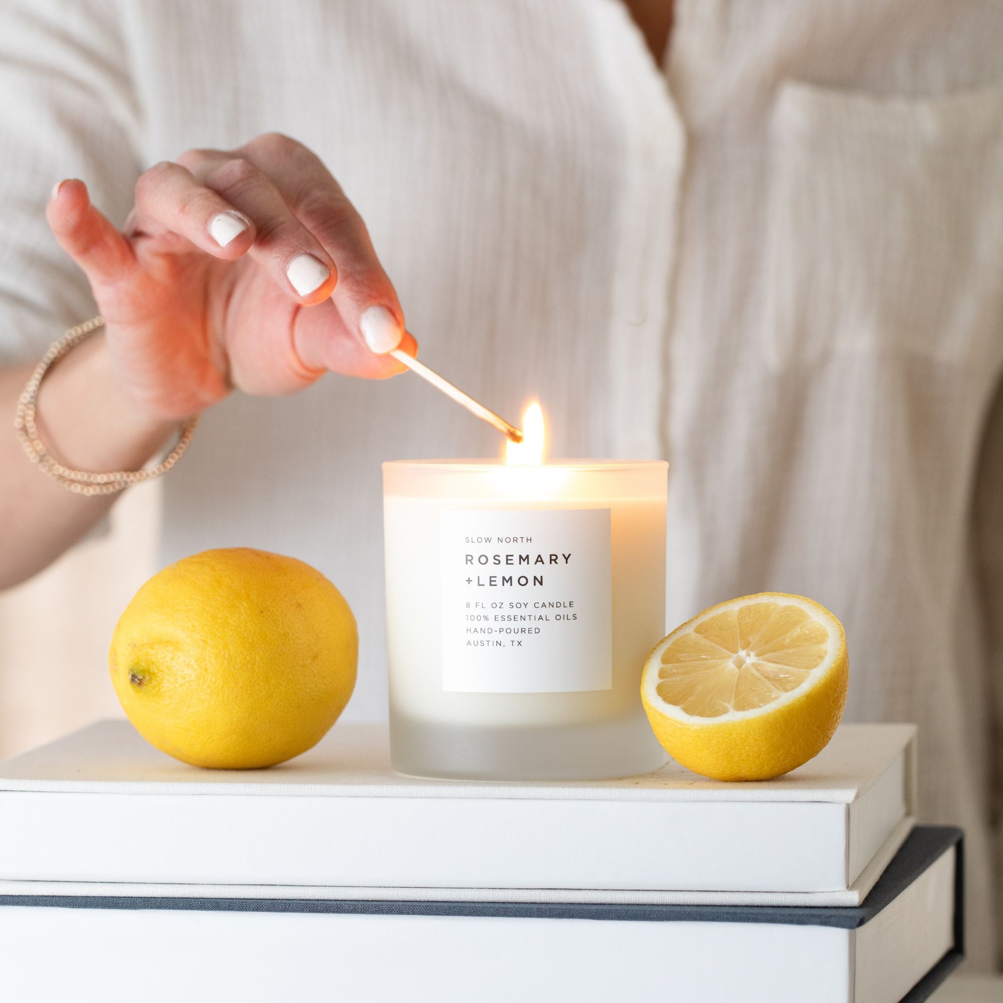 Rosemary Lemon Signature Scented Candle for Home Ambiance