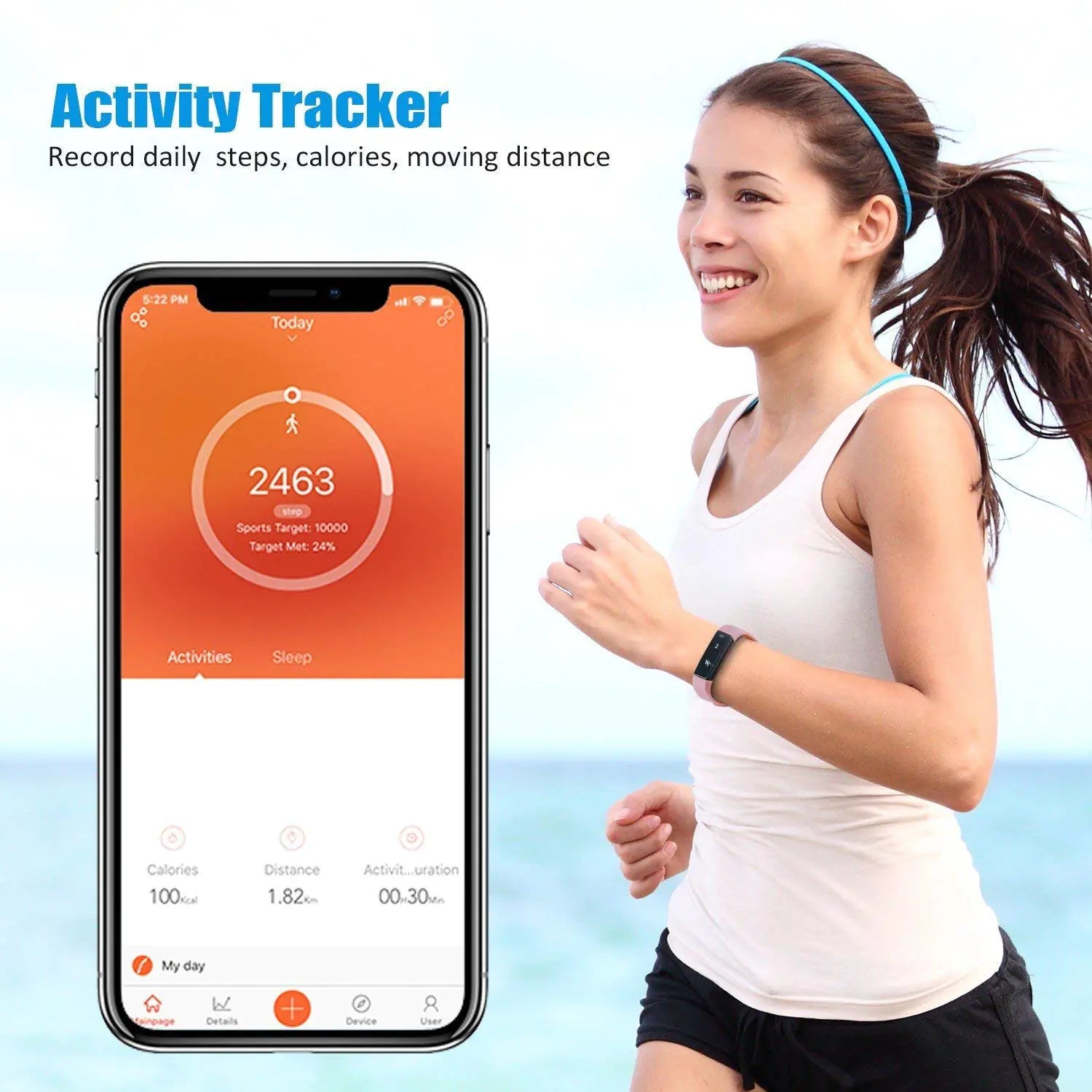 Slim Activity Tracker Smartwatch with Extra Band