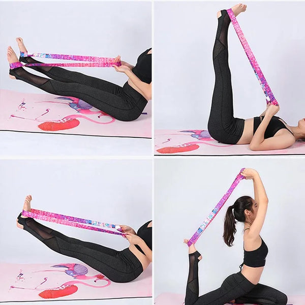 Yoga Mat Strap Elastic Stretching Band Pilates Ballet Exercise