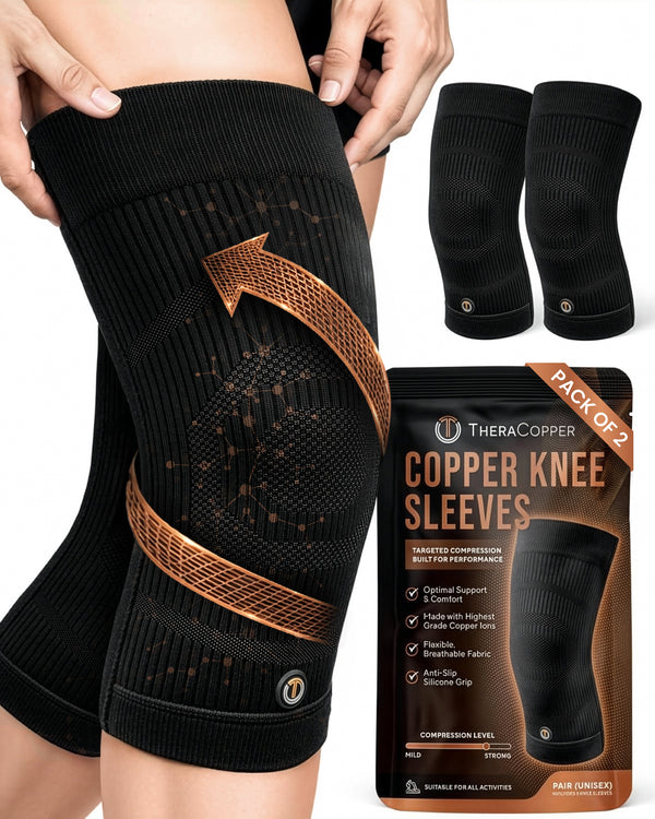 Copper Compression Knee Sleeves 2-Pack Support Sports Fitness Knee Braces