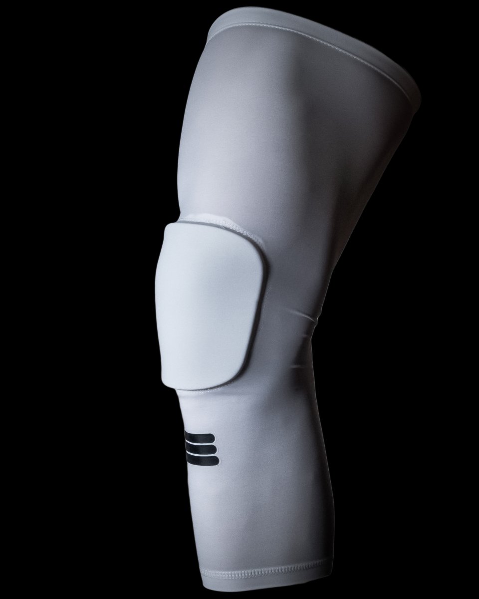 Full-Length Padded Knee Sleeve White Sports Compression Support Protective Gear
