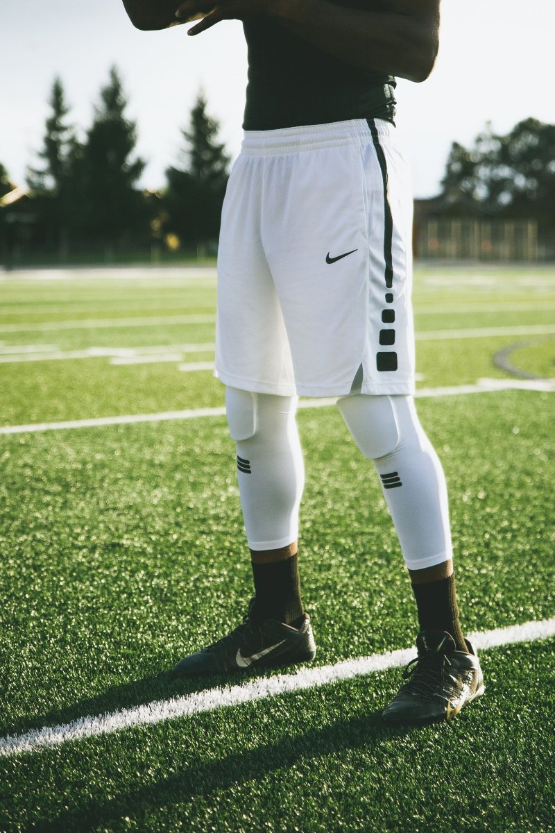 Full-Length Padded Knee Sleeve White Sports Compression Support Protective Gear