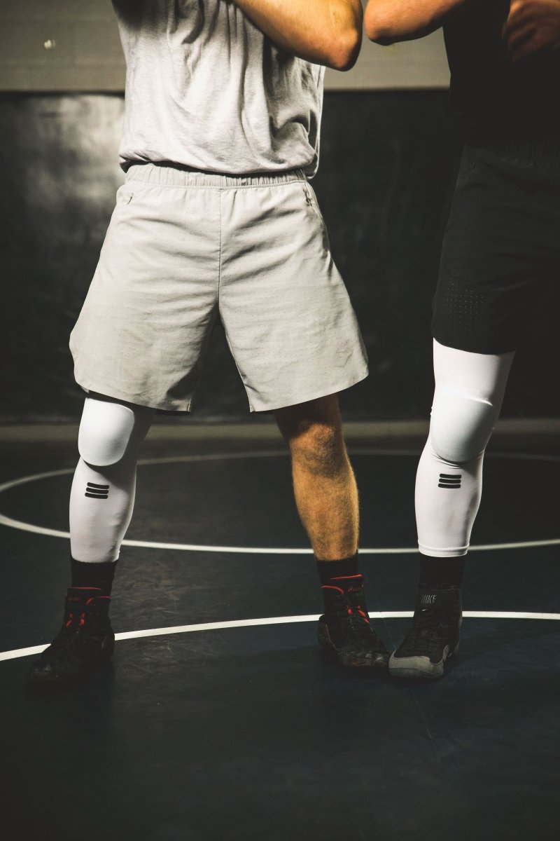 Full-Length Padded Knee Sleeve White Sports Compression Support Protective Gear