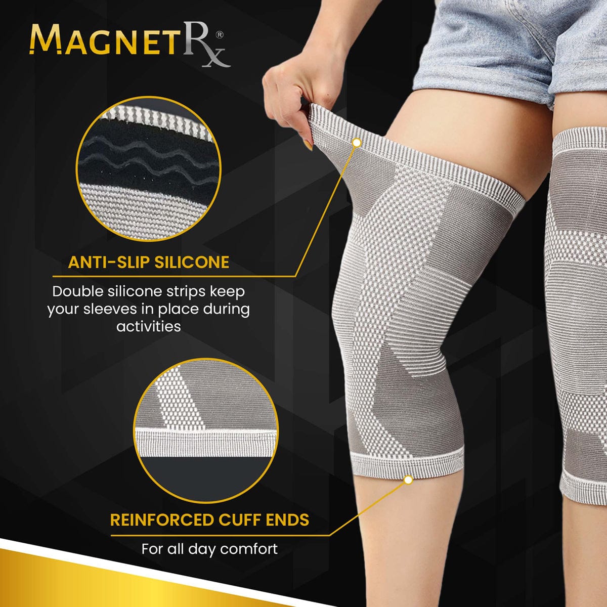 Magnetic Therapy Knee Compression Sleeves Pair Sports Support Brace Gear