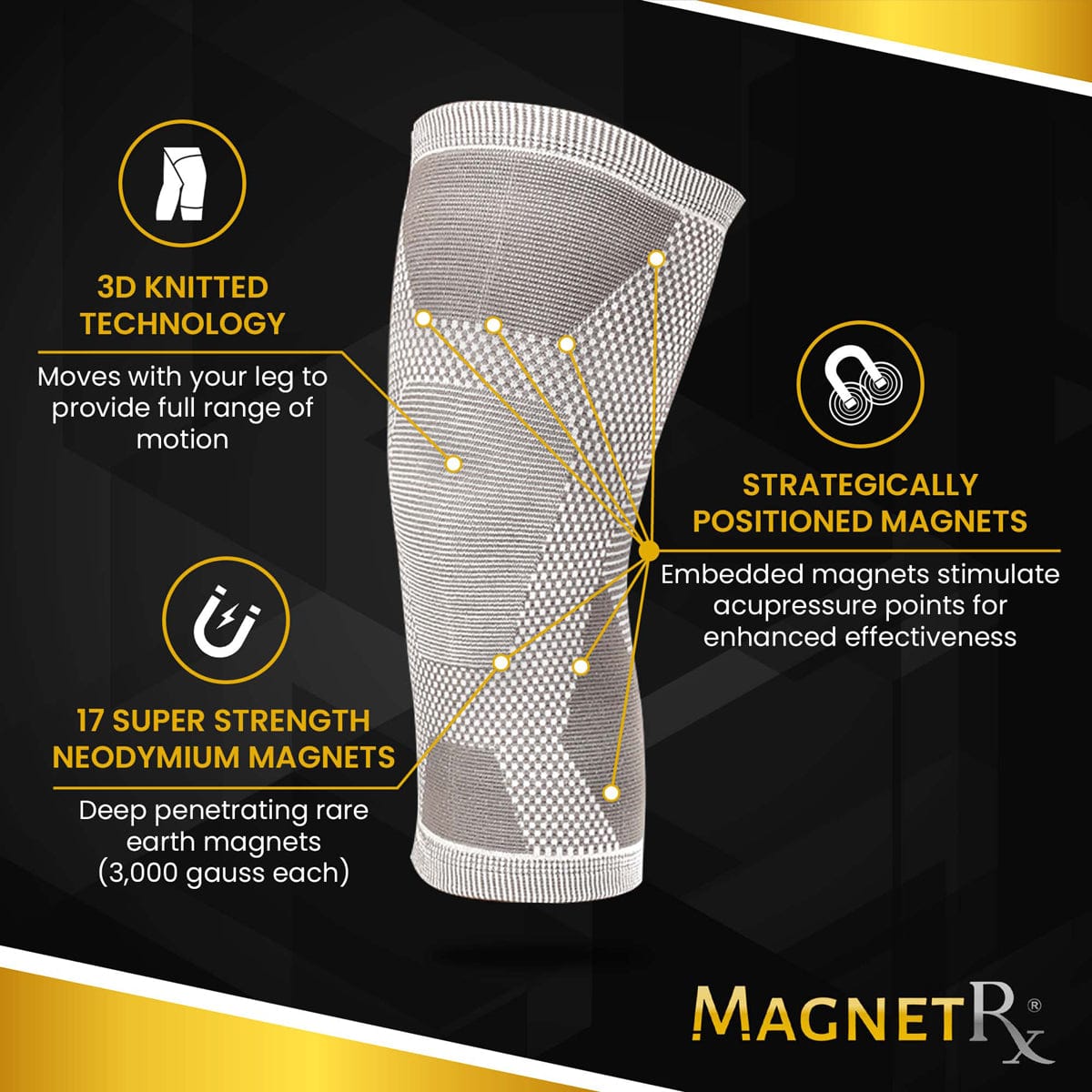 Magnetic Therapy Knee Compression Sleeves Pair Sports Support Brace Gear