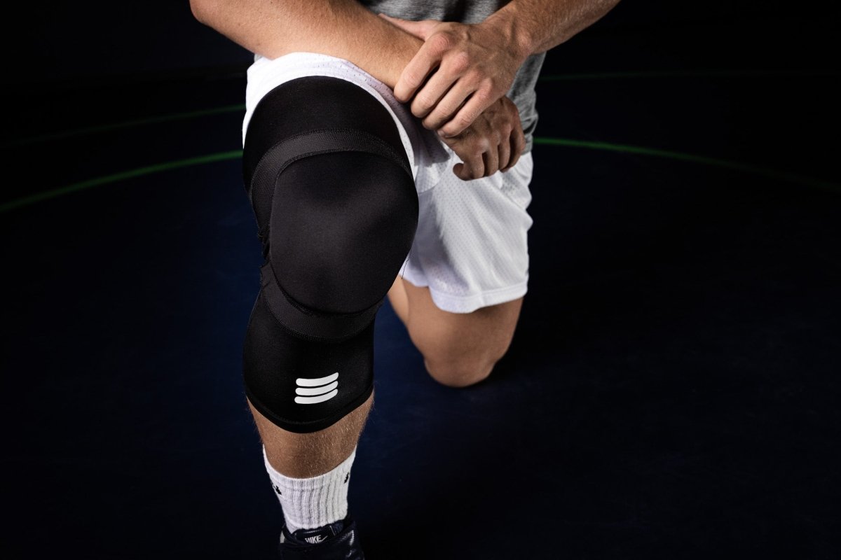 Mid-Length Padded Knee Sleeve Black Sports Compression Support Protective Gear