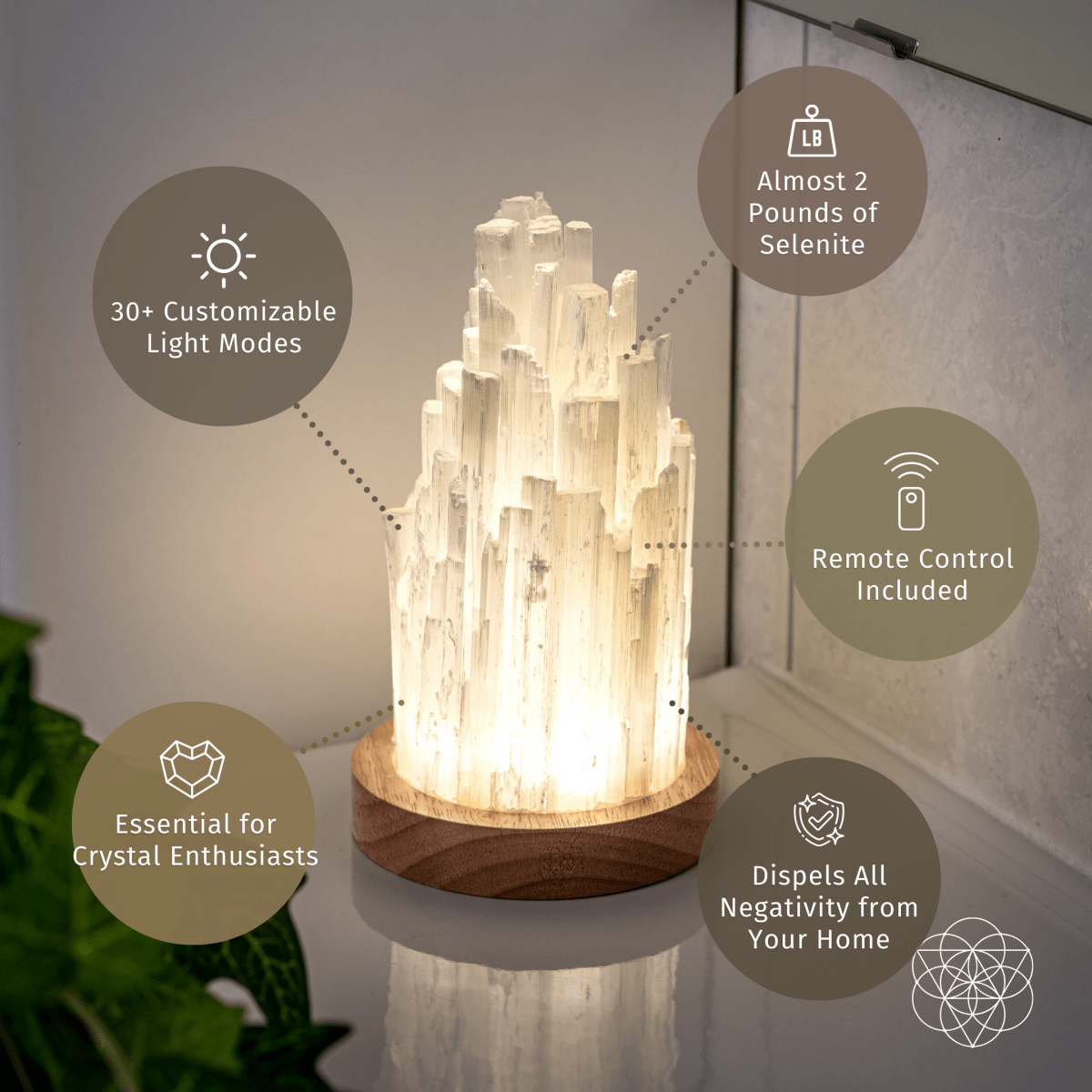 Natural Selenite Crystal Lamp for Peaceful Home Ambiance